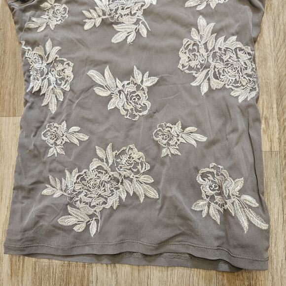 INC International Concepts Mesh Floral Top Women L Beige Grunge Cottage Boho Y2K - Picture 4 of 8
